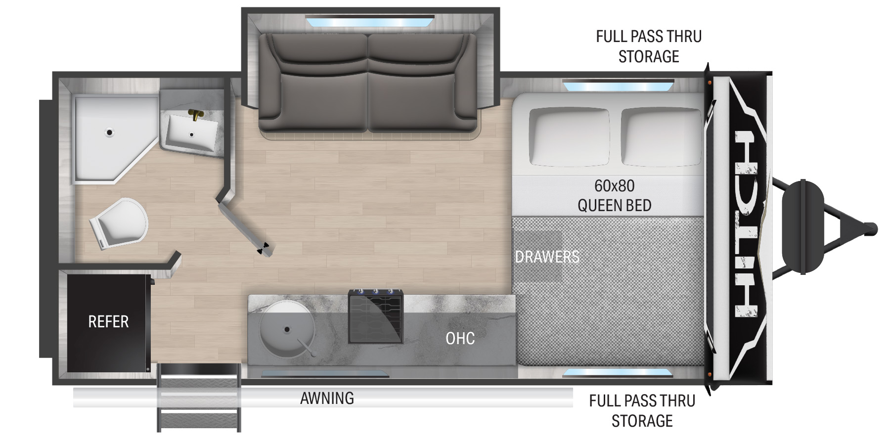 2023 CRUISER RV HITCH 18RBS, , floor-plans-day image number 0